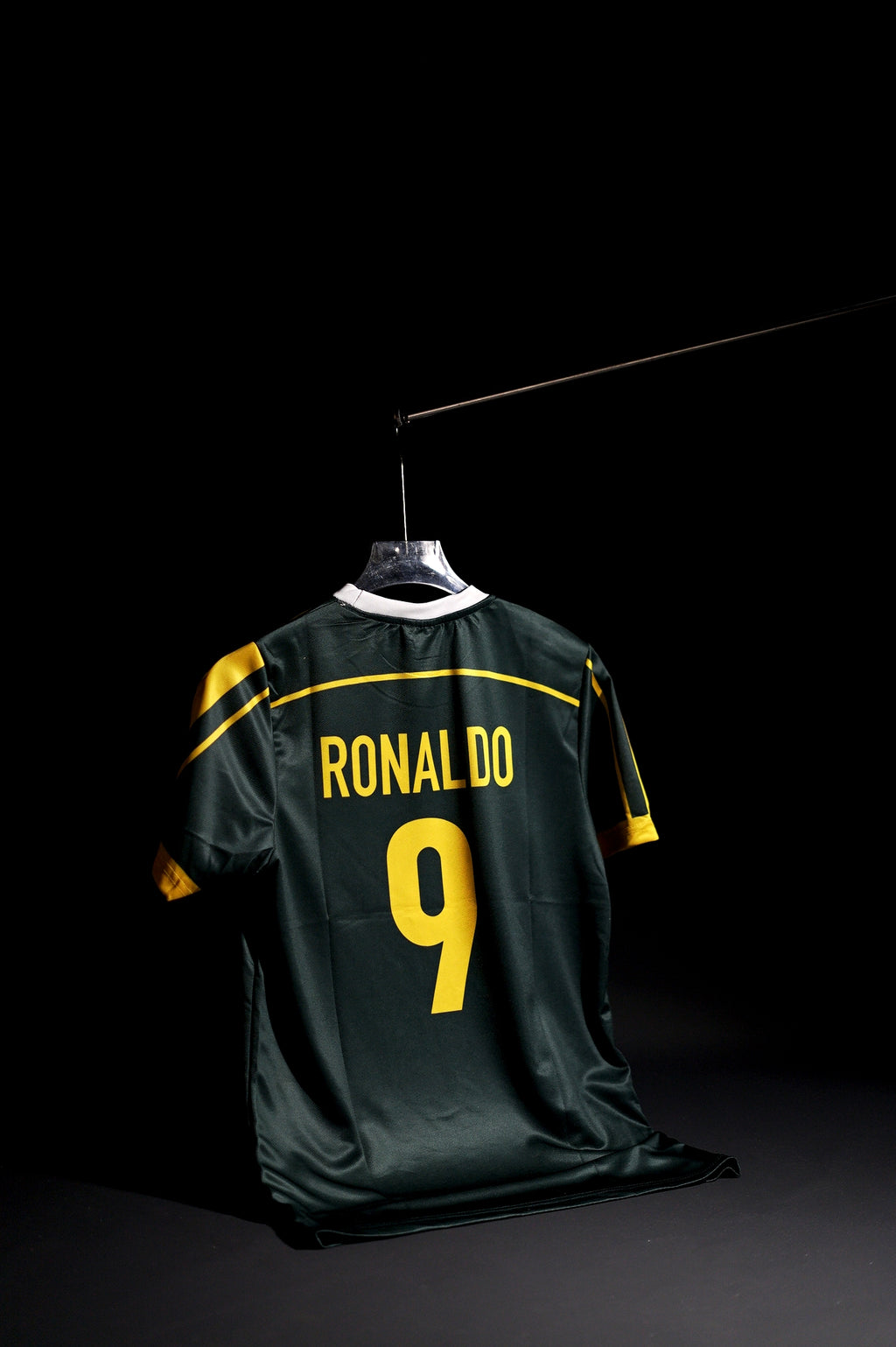 Brazil | RONALDO #9 | 1998 FIFA World Cup | Away Kit | Retro Design | Green & Yellow | Regular Fit