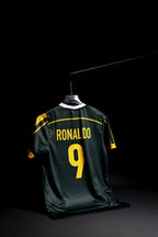 Brazil | RONALDO #9 | 1998 FIFA World Cup | Away Kit | Retro Design | Green & Yellow | Regular Fit
