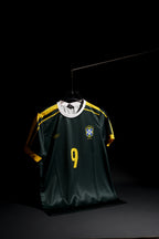 Brazil | RONALDO #9 | 1998 FIFA World Cup | Away Kit | Retro Design | Green & Yellow | Regular Fit