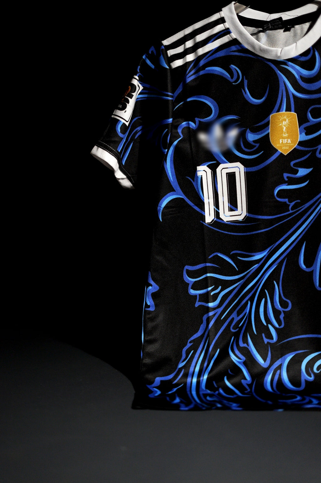 Argentina | LIONEL MESSI #10 | 2026 FIFA World Cup | Away Kit | Latest Design | Black & Blue | Regular Fit
