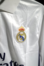 Real Madrid | CRISTIANO RONALDO #7 | 2016-17 | Home Kit | Fly Emirates | Retro Design | White | Embroidered Badges | Collared Full Sleeve Kit