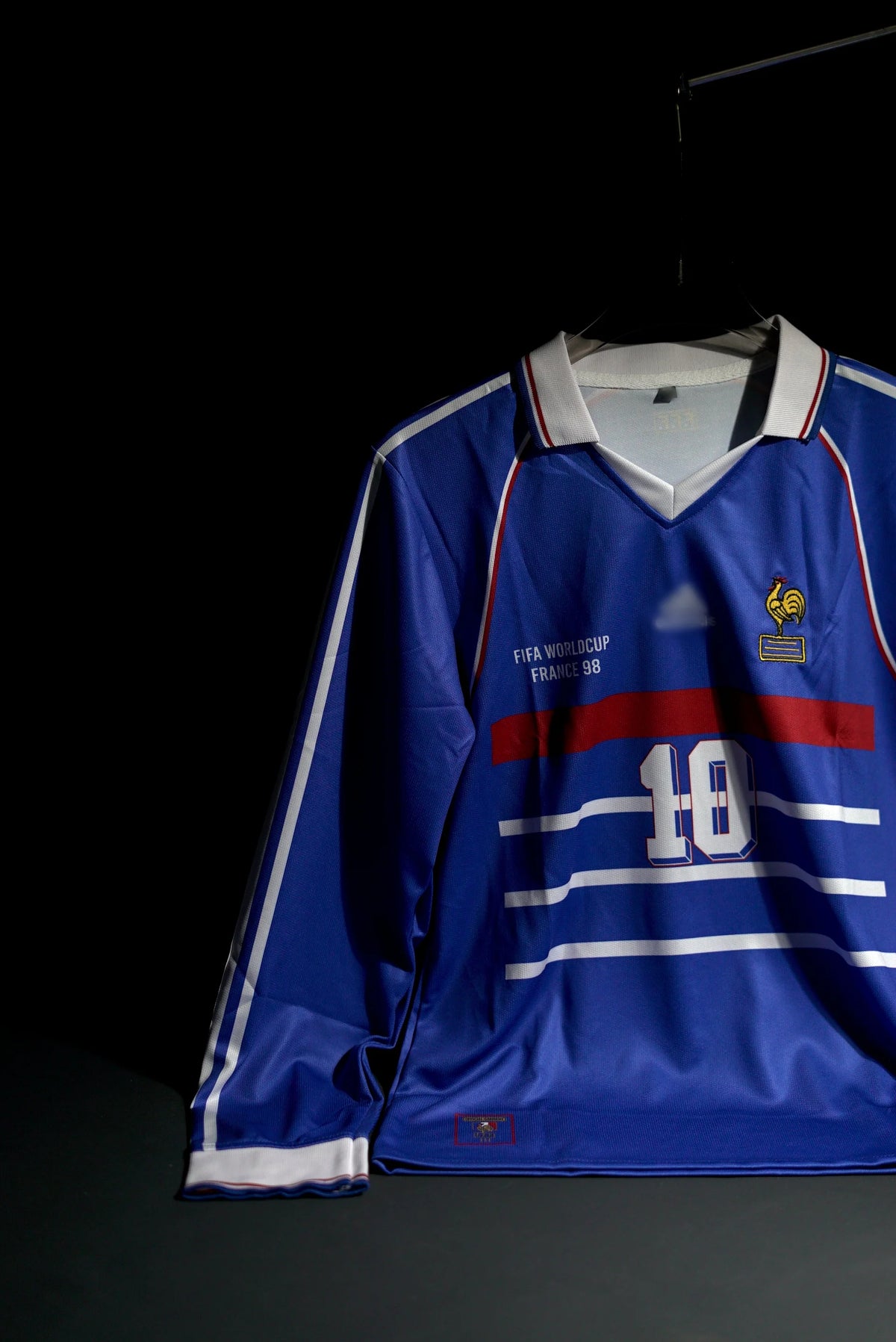 France | ZINEDINE ZIDANE #10 | 1998 FIFA World Cup | Home Kit | Retro Design | Blue | Embroidered Badges | Collared Full Sleeve Kit