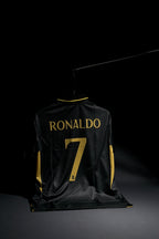 Real Madrid | CRISTIANO RONALDO #7 | 2024 | Special Kit | Black & Gold | Embroidered Badges | Collared Kit | Regular Fit