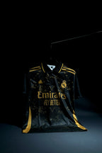 Real Madrid | CRISTIANO RONALDO #7 | 2024 | Special Kit | Black & Gold | Embroidered Badges | Collared Kit | Regular Fit