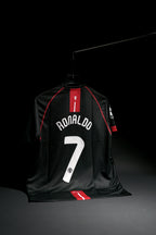 Manchester United FC | RONALDO #7 | 2007-08 | Away Kit | AIG | Latest Design | Black | Embroidered Badges | Regular Fit