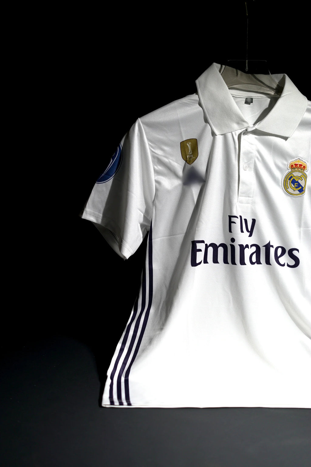 Real Madrid | CRISTIANO RONALDO #7 | 2016 -17 | Home Kit | Fly Emirates | Retro Design | White | Embroidered Badges | Collared Kit | Regular Fit