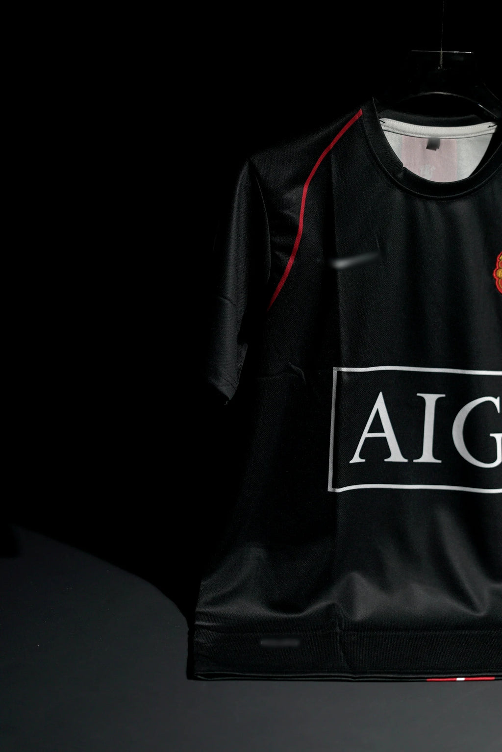 Manchester United FC | RONALDO #7 | 2007-08 | Away Kit | AIG | Latest Design | Black | Embroidered Badges | Regular Fit
