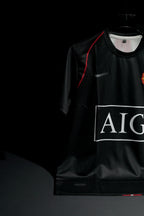 Manchester United FC | RONALDO #7 | 2007-08 | Away Kit | AIG | Latest Design | Black | Embroidered Badges | Regular Fit