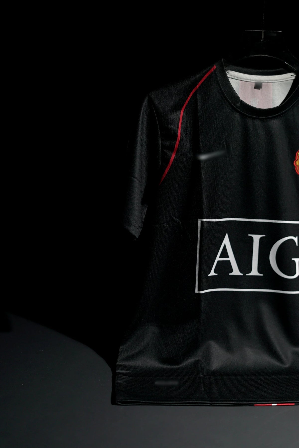 Manchester United FC | RONALDO #7 | 2007-08 | Away Kit | AIG | Latest Design | Black | Embroidered Badges | Regular Fit