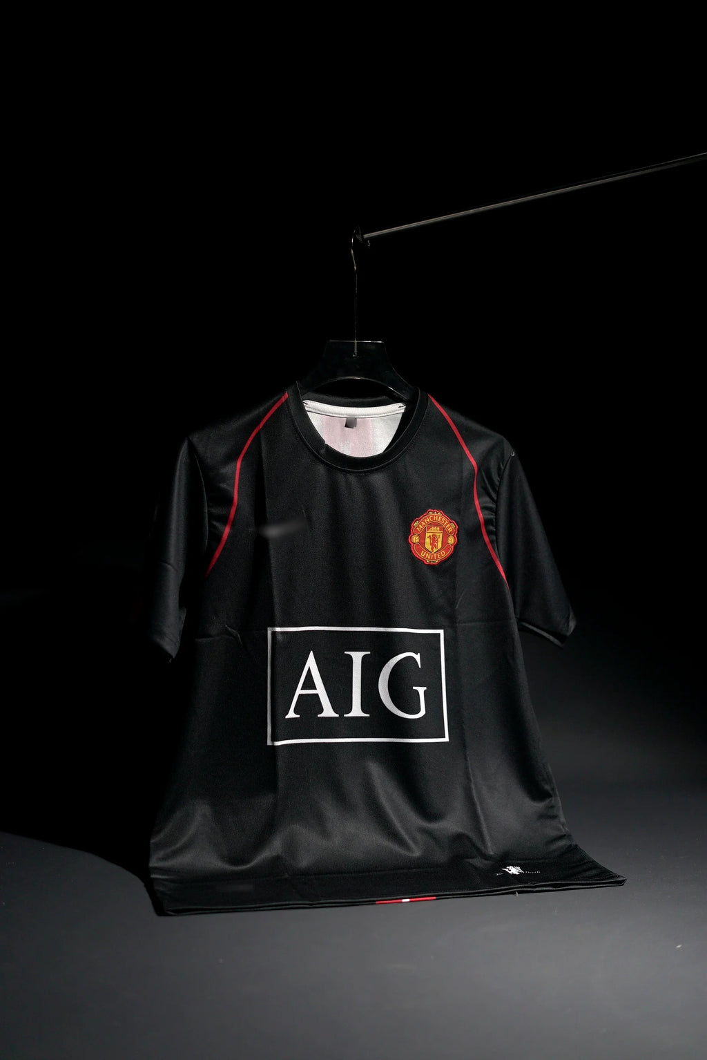 Manchester United FC | RONALDO #7 | 2007-08 | Away Kit | AIG | Latest Design | Black | Embroidered Badges | Regular Fit