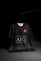 Manchester United FC | RONALDO #7 | 2007-08 | Away Kit | AIG | Latest Design | Black | Embroidered Badges | Regular Fit