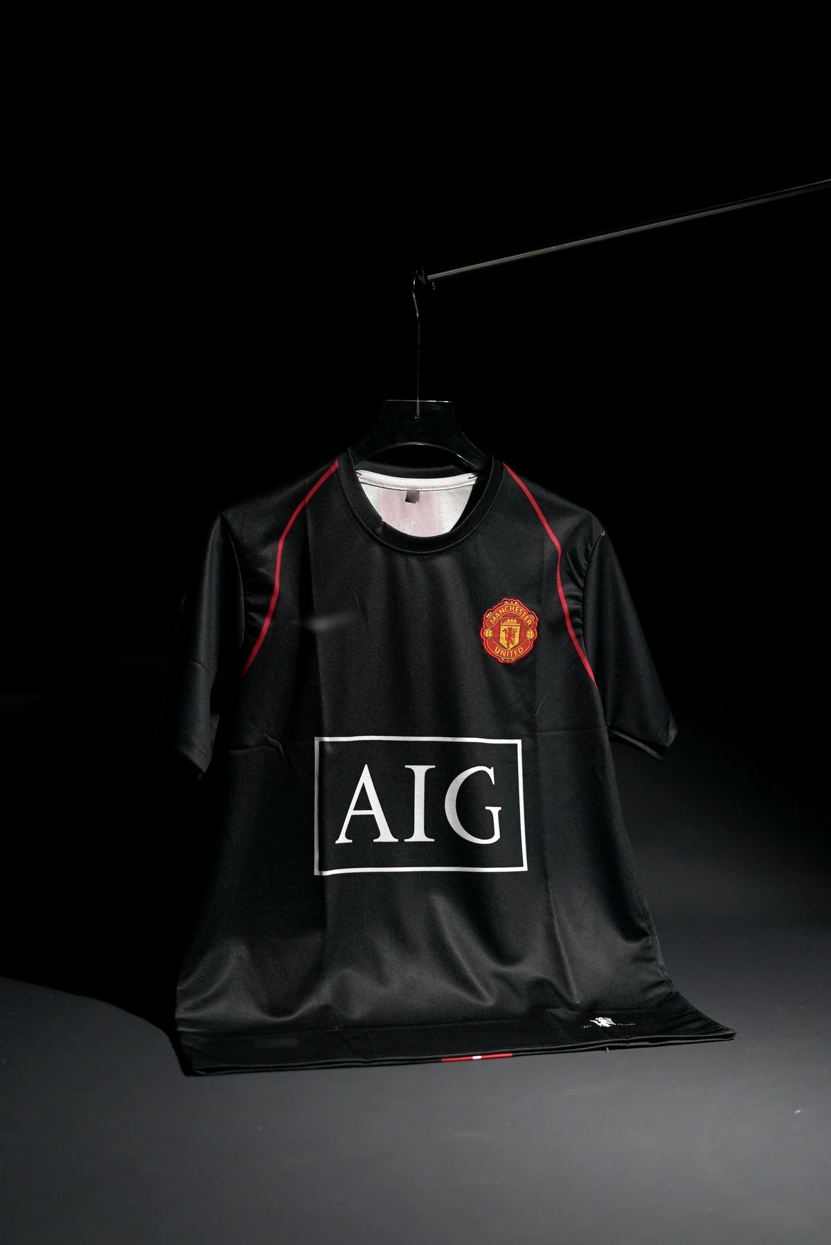 Manchester United FC | RONALDO #7 | 2007-08 | Away Kit | AIG | Latest Design | Black | Embroidered Badges | Regular Fit