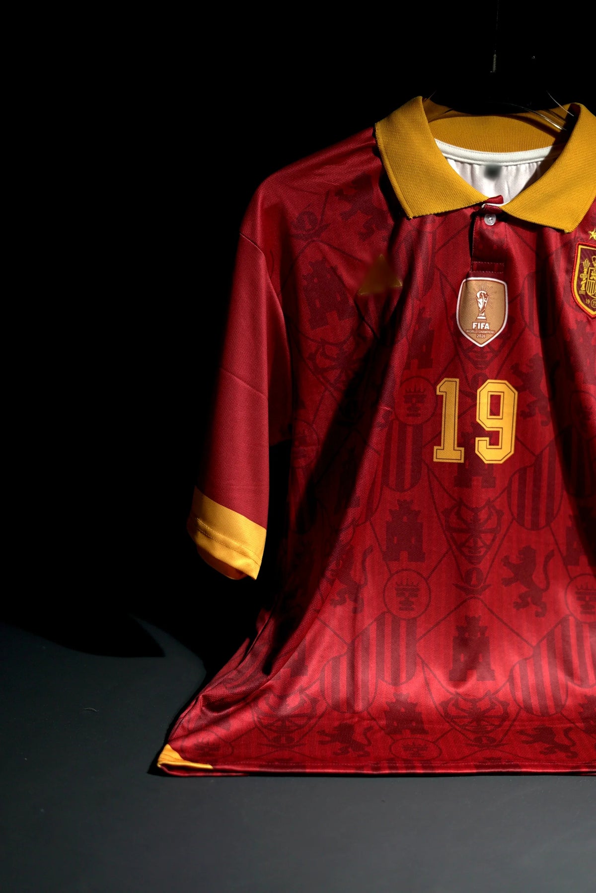 Spain | LAMINE YAMAL #19 | 2026 | Home Kit | Embroidered | Special Kit | Latest Design | Red | Collared Kit | Oversized Fit