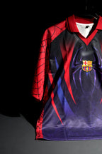 FC Barcelona Polo x Spiderman | 2026 | Special Kit | Embroidered | Latest Design | Blue & Red | Collared Kit | Oversized Fit