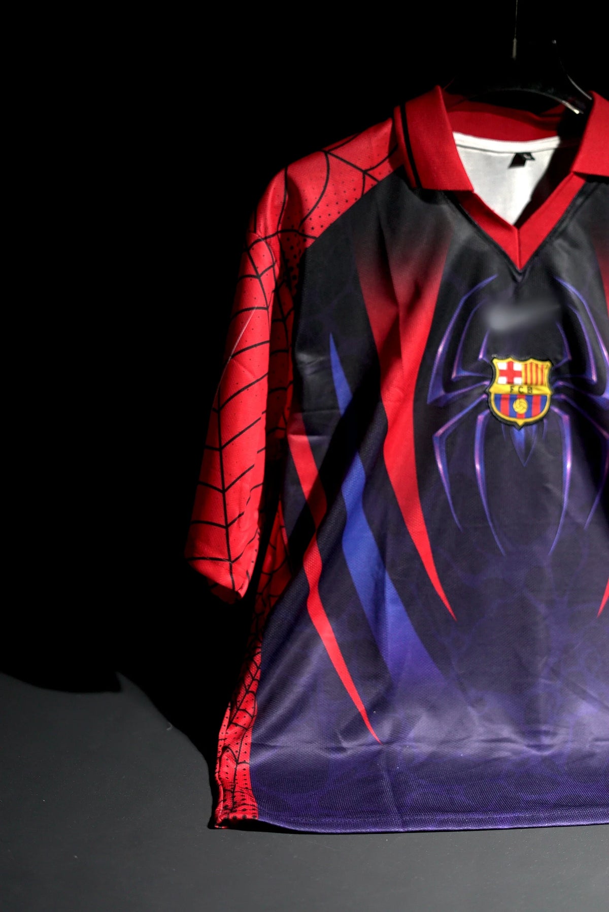 FC Barcelona Polo x Spiderman | 2026 | Special Kit | Embroidered | Latest Design | Blue & Red | Collared Kit | Oversized Fit