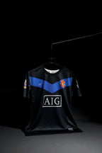 Manchester United FC | CRISTIANO RONALDO #7 | 2009-10 | Away Kit | AIG | Retro Design | Black & Blue | Regular Fit