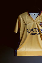 FC Barcelona | NEYMAR JR #11 | 2015-16 | Away Kit | Retro Design | Gold & Blue | Embroidered Badges | V/Cut Neck | Regular Fit