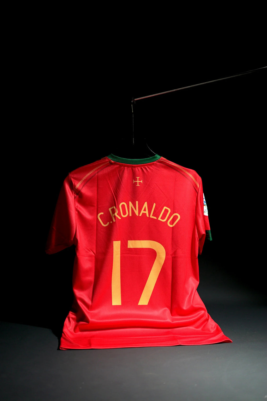 Portugal | CRISTIANO RONALDO #17 | 2006 FIFA World Cup | Home Kit | Retro Design | Red | Embroidered Badges | V-Neck | Regular Fit