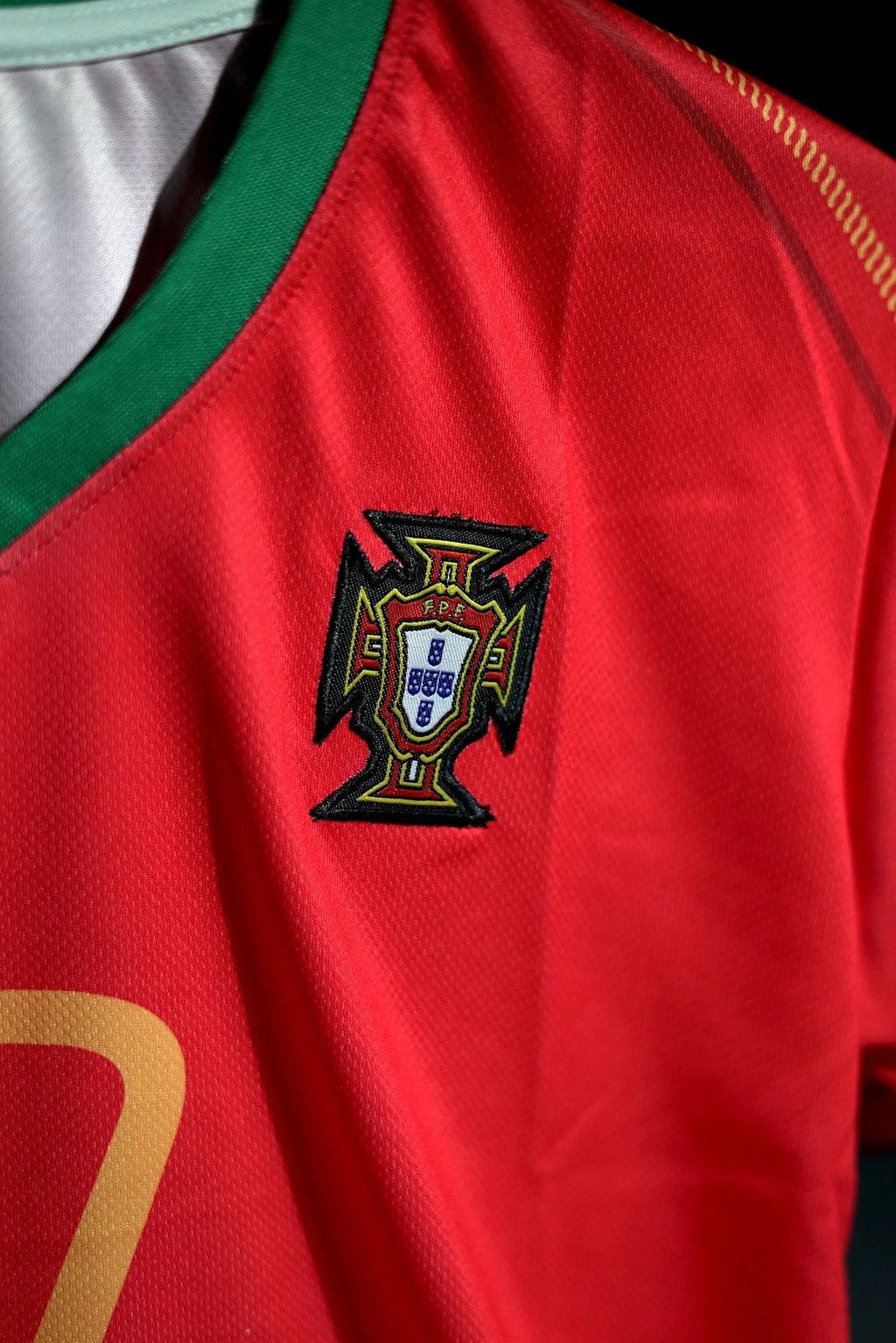Portugal | CRISTIANO RONALDO #17 | 2006 FIFA World Cup | Home Kit | Retro Design | Red | Embroidered Badges | V-Neck | Regular Fit