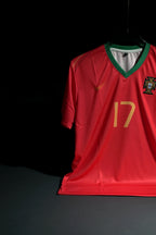 Portugal | CRISTIANO RONALDO #17 | 2006 FIFA World Cup | Home Kit | Retro Design | Red | Embroidered Badges | V-Neck | Regular Fit