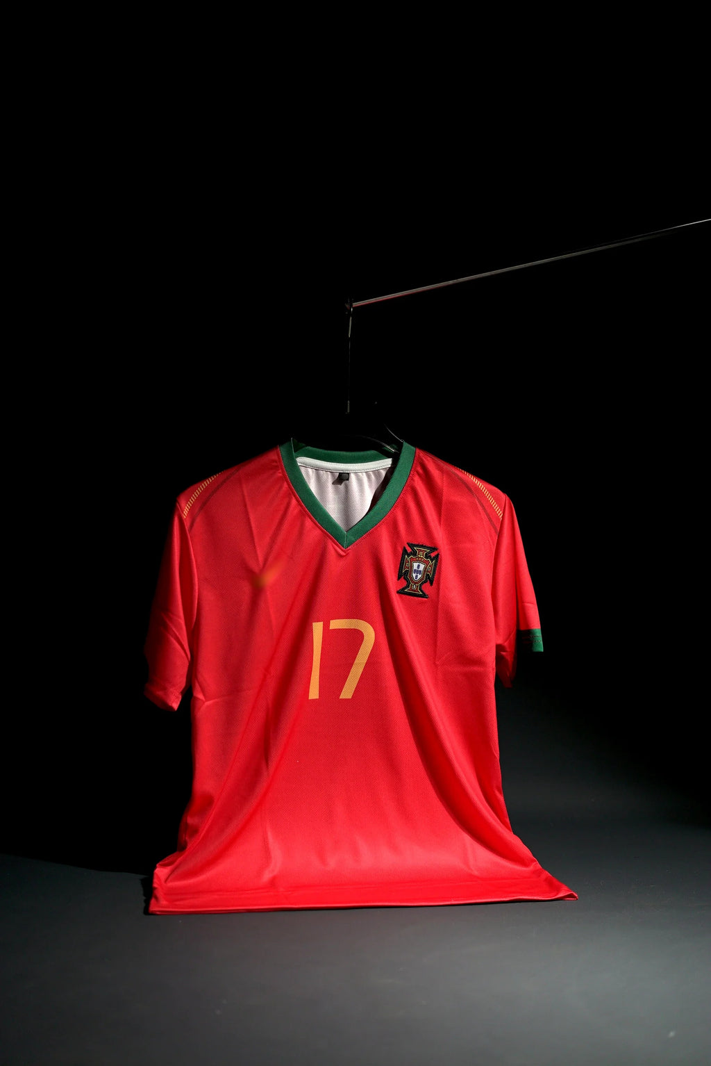 Portugal | CRISTIANO RONALDO #17 | 2006 FIFA World Cup | Home Kit | Retro Design | Red | Embroidered Badges | V-Neck | Regular Fit