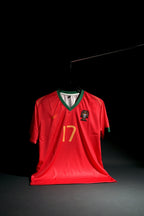 Portugal | CRISTIANO RONALDO #17 | 2006 FIFA World Cup | Home Kit | Retro Design | Red | Embroidered Badges | V-Neck | Regular Fit