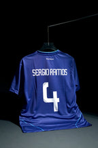 Real Madrid | SERGIO RAMOS  #4 | 2008-09 | Away Kit | bwin | Retro Design | Blue | Regular Fit