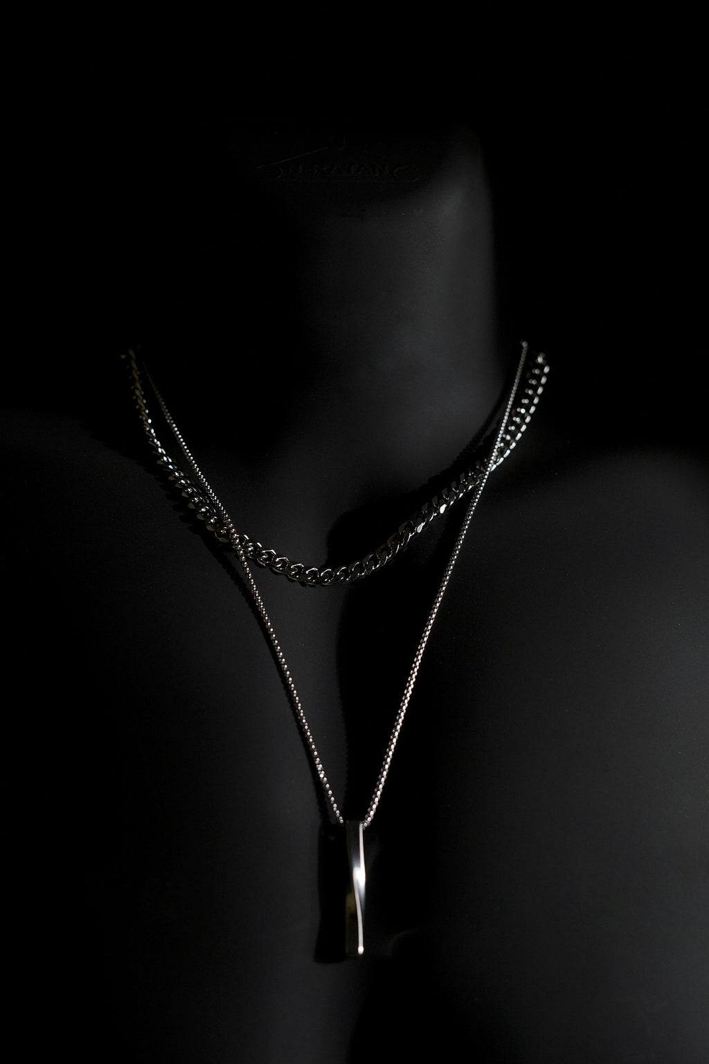Necklace | Double Chain | Layered Chain | Bar Pendant | Men & Women | Anti-Tarnish Stainless Steel | Silver Finish | Minimalist Style | Statement Jewellery