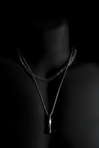 Necklace | Double Chain | Layered Chain | Bar Pendant | Men & Women | Anti-Tarnish Stainless Steel | Silver Finish | Minimalist Style | Statement Jewellery