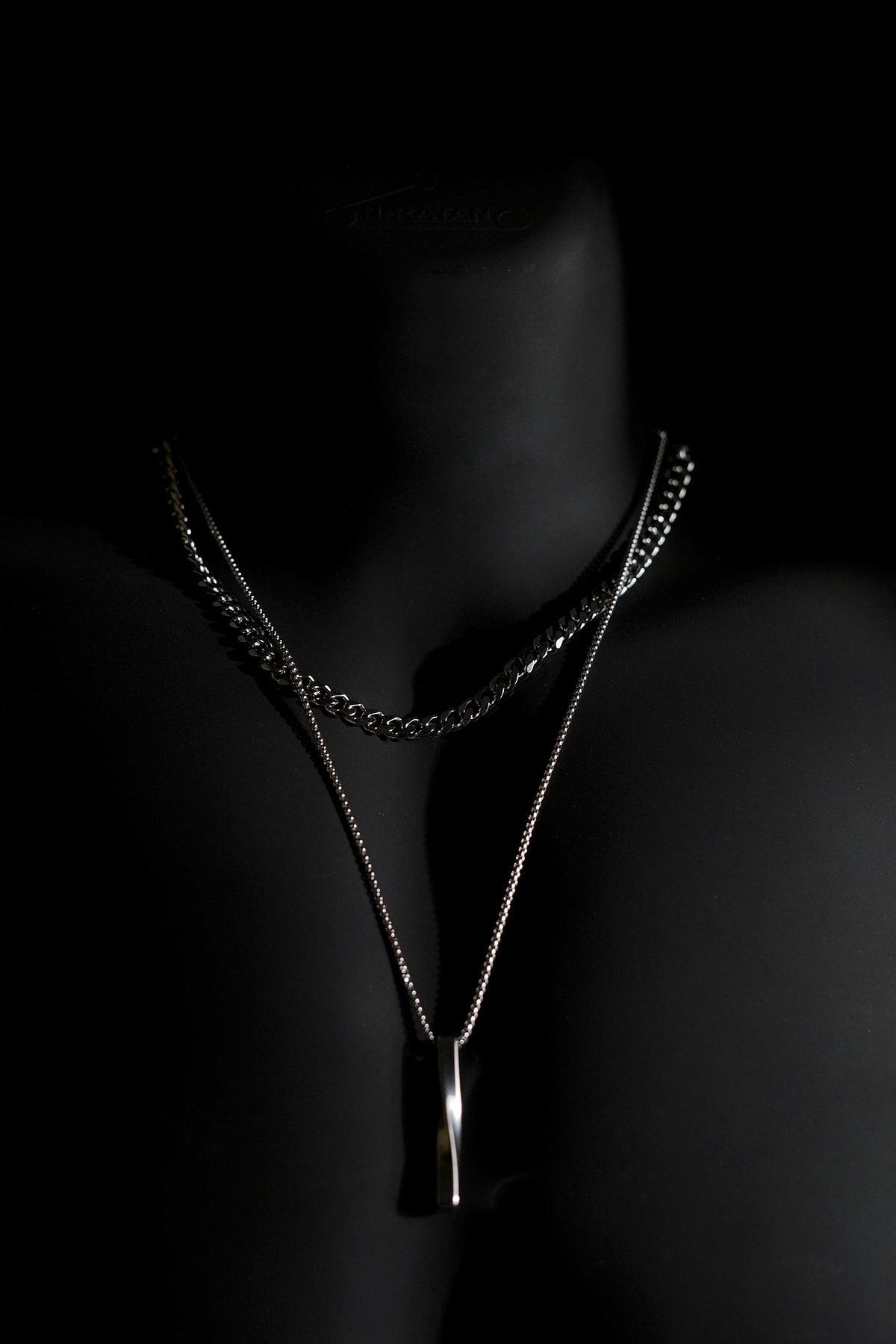 Necklace | Double Chain | Layered Chain | Bar Pendant | Men & Women | Anti-Tarnish Stainless Steel | Silver Finish | Minimalist Style | Statement Jewellery