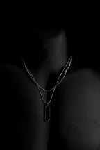 Necklace | Double Chain | Layered Chain | Geometric Pendant | Men & Women | Anti-Tarnish Stainless Steel | Silver Finish | Minimalist Style | Statement Jewellery