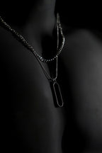 Necklace | Double Chain | Layered Chain | Geometric Pendant | Men & Women | Anti-Tarnish Stainless Steel | Silver Finish | Minimalist Style | Statement Jewellery