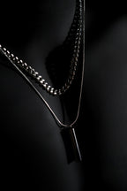 Necklace | Double Chain | Layered Chain with Bar Pendant | Men & Women | Anti-Tarnish Stainless Steel | Silver Finish | Minimalist Style | Statement Jewellery