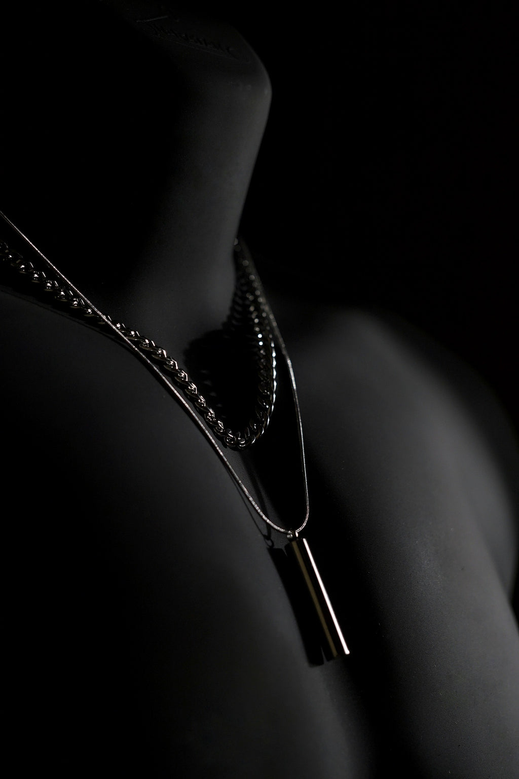 Necklace | Double Chain | Layered Chain with Bar Pendant | Men & Women | Anti-Tarnish Stainless Steel | Silver Finish | Minimalist Style | Statement Jewellery