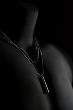 Necklace | Double Chain | Layered Chain with Bar Pendant | Men & Women | Anti-Tarnish Stainless Steel | Silver Finish | Minimalist Style | Statement Jewellery