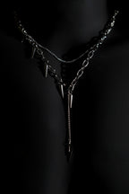 Necklace | Double Chain | Layered Chain | Spiked Pendant Details | Men & Women | Anti-Tarnish Stainless Steel | Silver Finish | Minimalist Style | Statement Jewellery