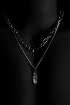 Necklace | Double Chain | Layered Chain | Feather Pendant | Men & Women | Anti-Tarnish Stainless Steel | Silver Finish | Minimalist Style | Statement Jewellery