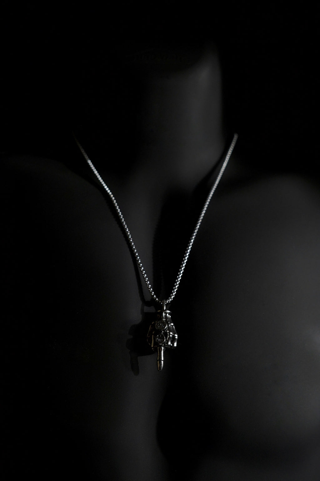 Necklace | Skeleton Hand Middle Finger Pendant | Men & Women | Anti-Tarnish Stainless Steel | Silver Finish | Gothic Style | Statement Jewellery