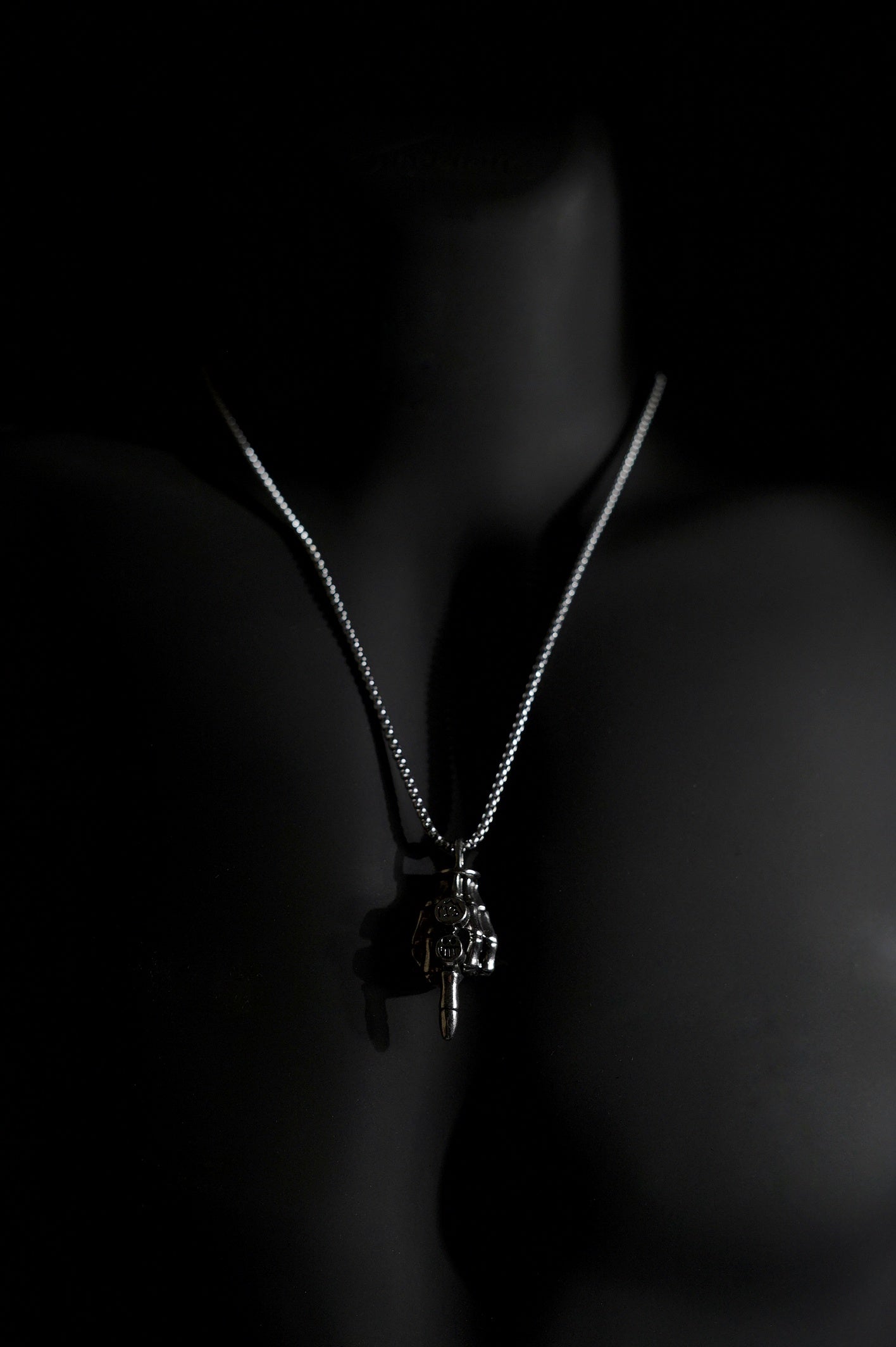 Necklace | Skeleton Hand Middle Finger Pendant | Men & Women | Anti-Tarnish Stainless Steel | Silver Finish | Gothic Style | Statement Jewellery