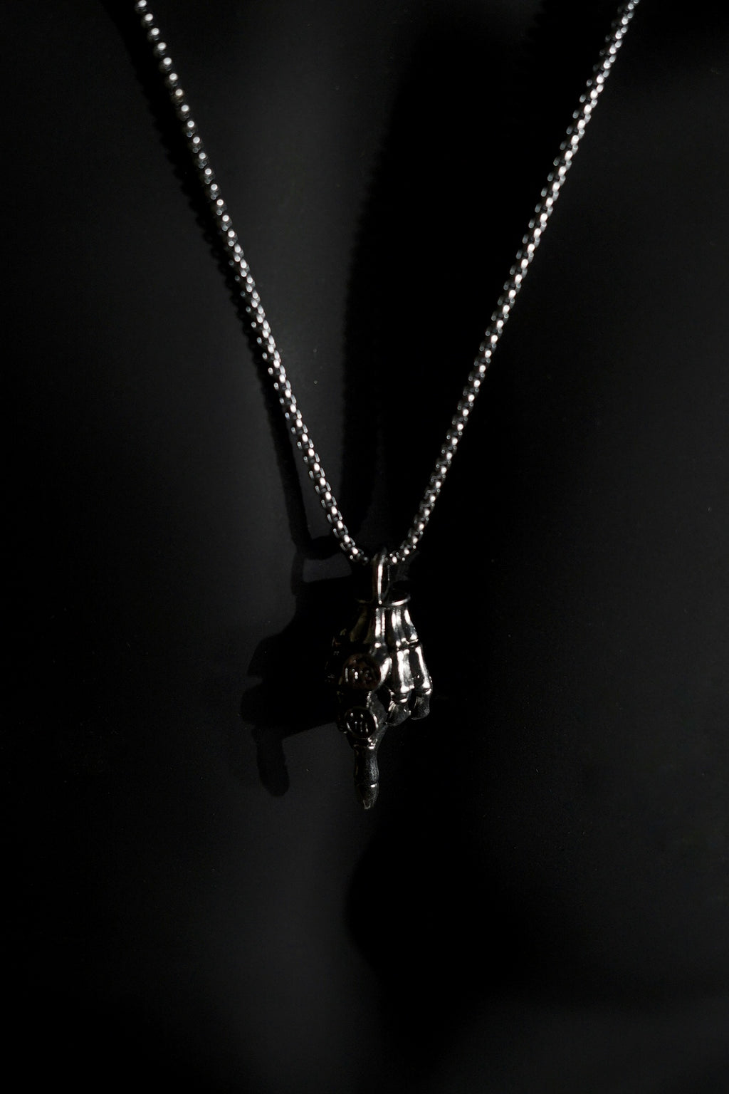 Necklace | Skeleton Hand Middle Finger Pendant | Men & Women | Anti-Tarnish Stainless Steel | Silver Finish | Gothic Style | Statement Jewellery