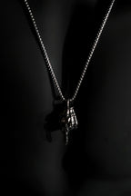 Necklace | Skeleton Hand Middle Finger Pendant | Men & Women | Anti-Tarnish Stainless Steel | Silver Finish | Gothic Style | Statement Jewellery