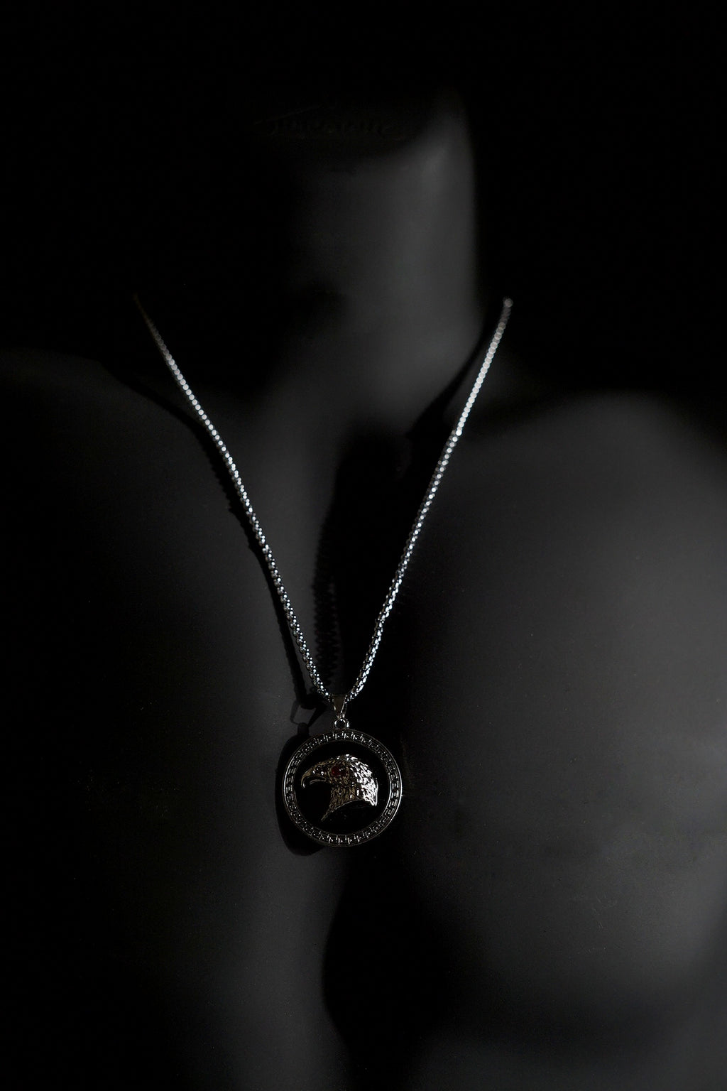 Necklace | Eagle Head Pendant | Men & Women | Anti-tarnish Stainless Steel | Silver Finish | Gothic Biker Style | Statement Jewellery