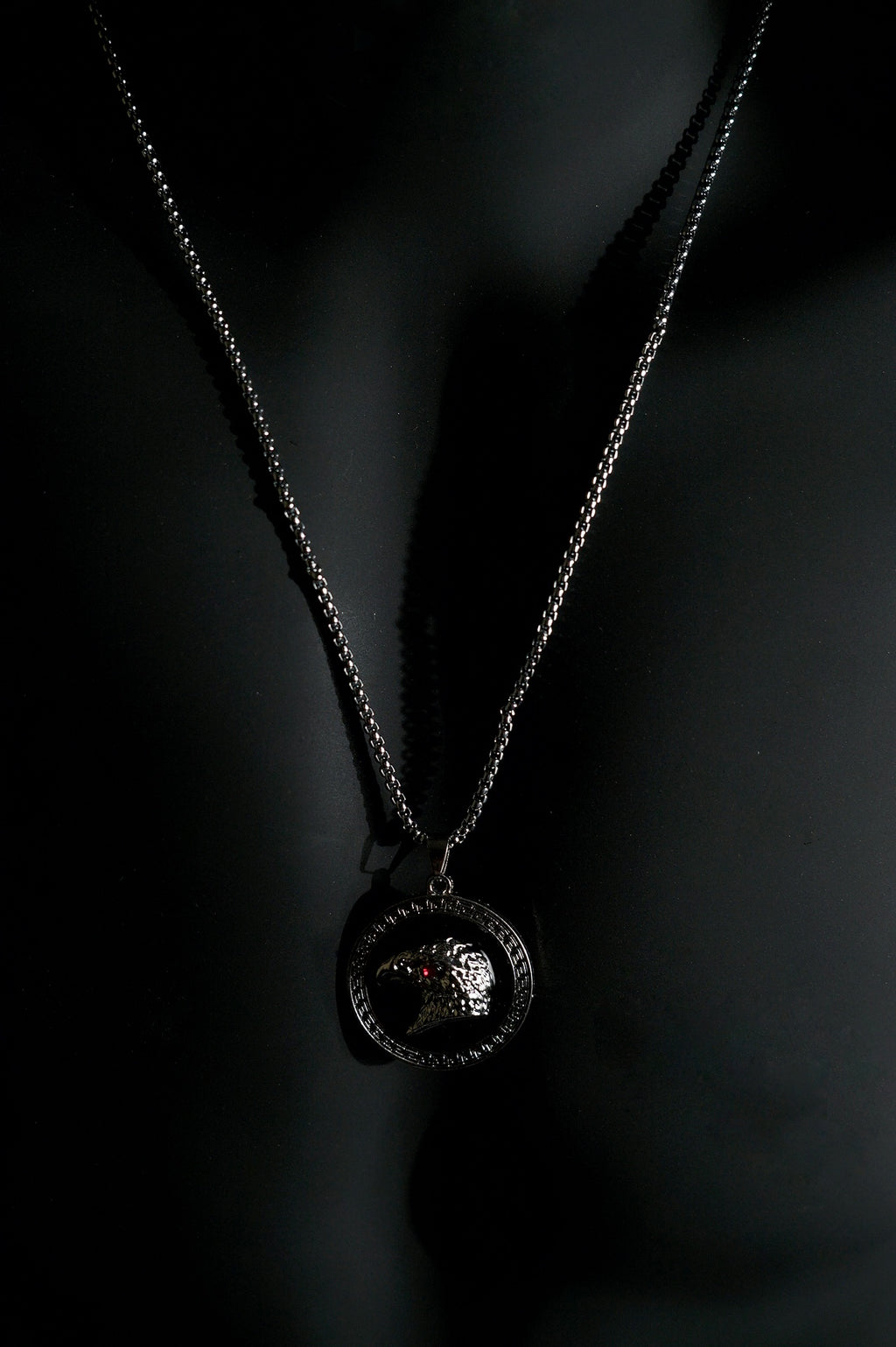 Necklace | Eagle Head Pendant | Men & Women | Anti-tarnish Stainless Steel | Silver Finish | Gothic Biker Style | Statement Jewellery