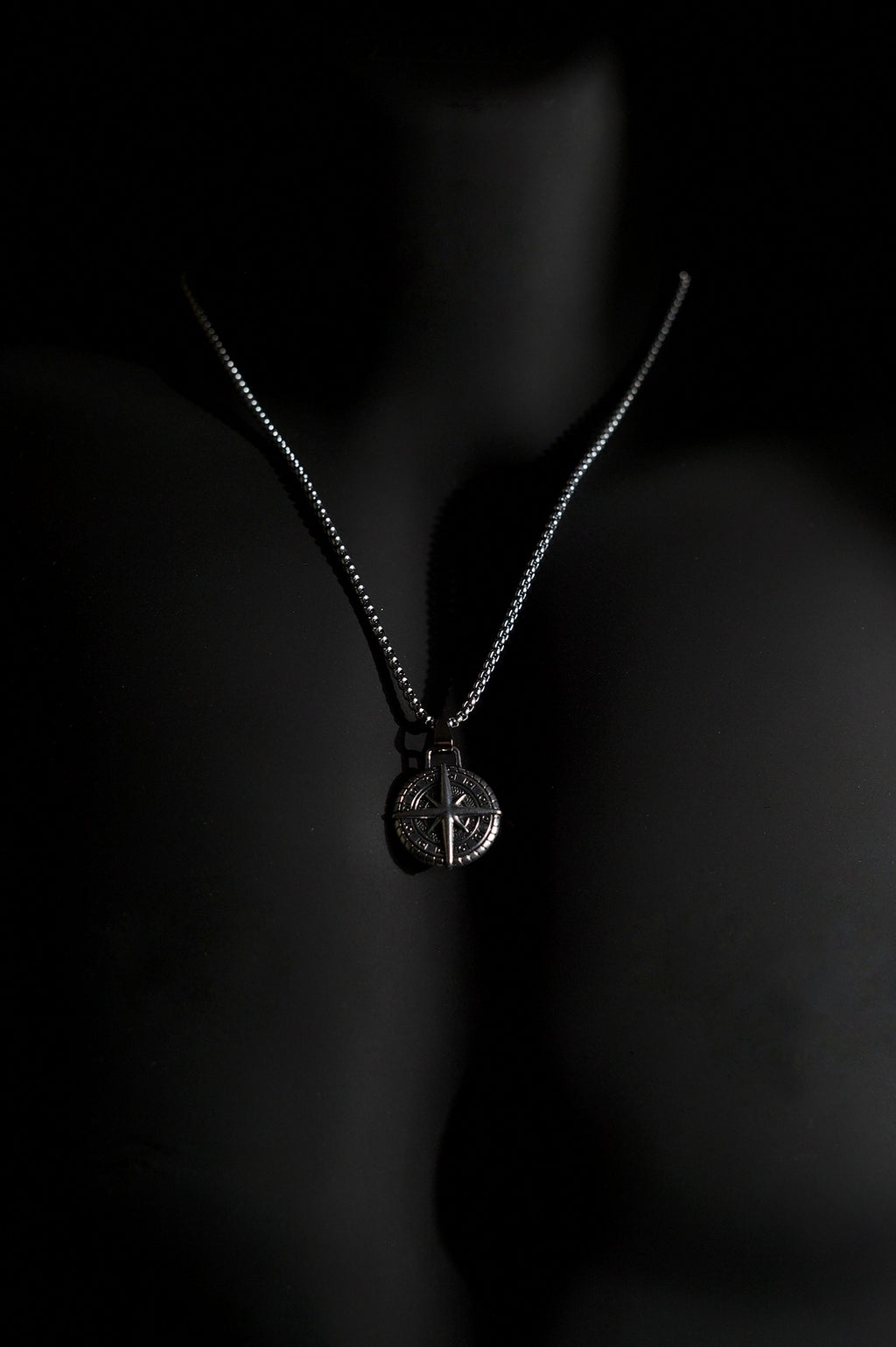 Necklace | Compass Pendant | Men & Women | Anti-tarnish Stainless Steel | Silver Finish | Gothic Adventure Style | Statement Jewellery