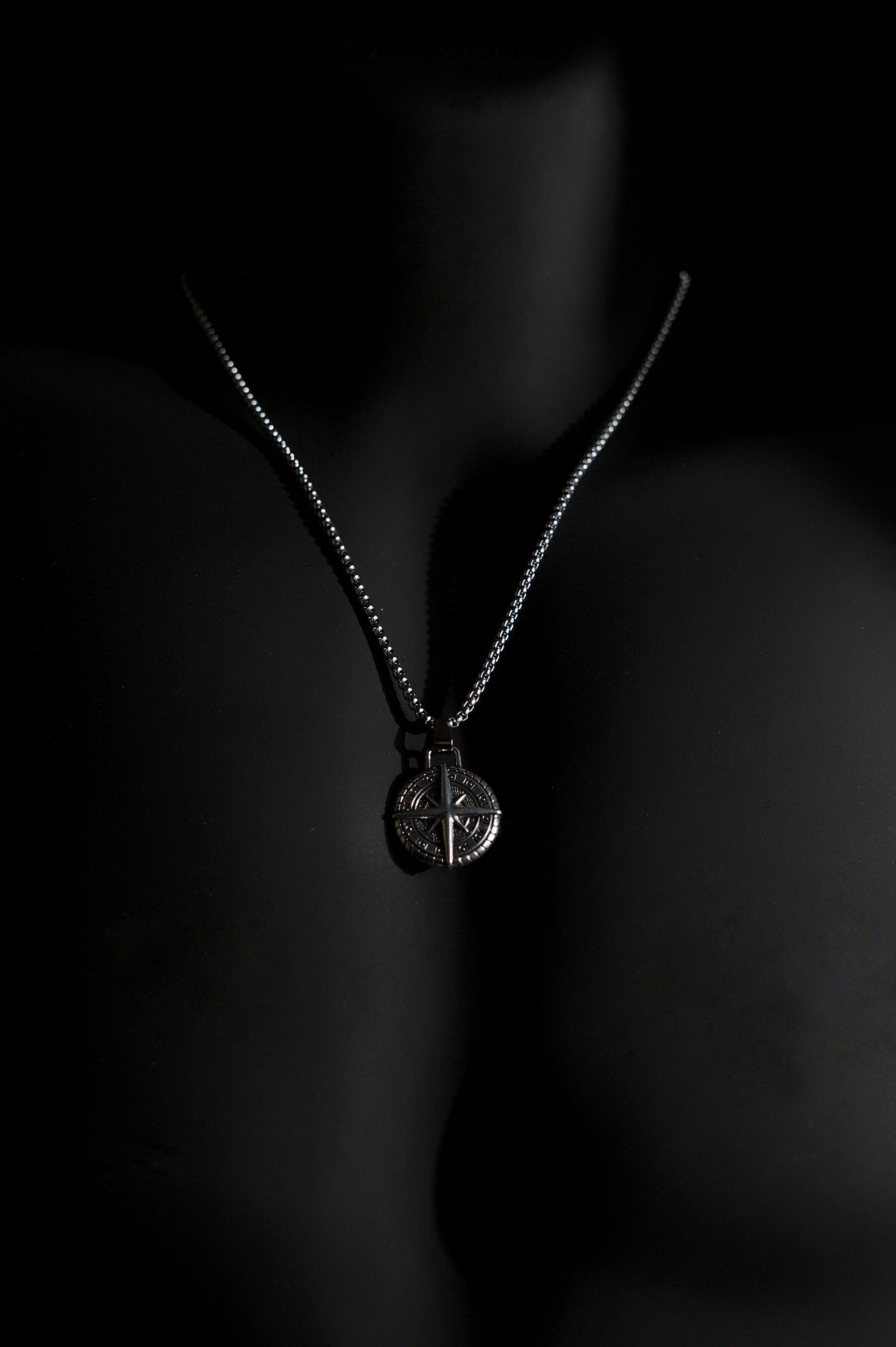 Necklace | Compass Pendant | Men & Women | Anti-tarnish Stainless Steel | Silver Finish | Gothic Adventure Style | Statement Jewellery
