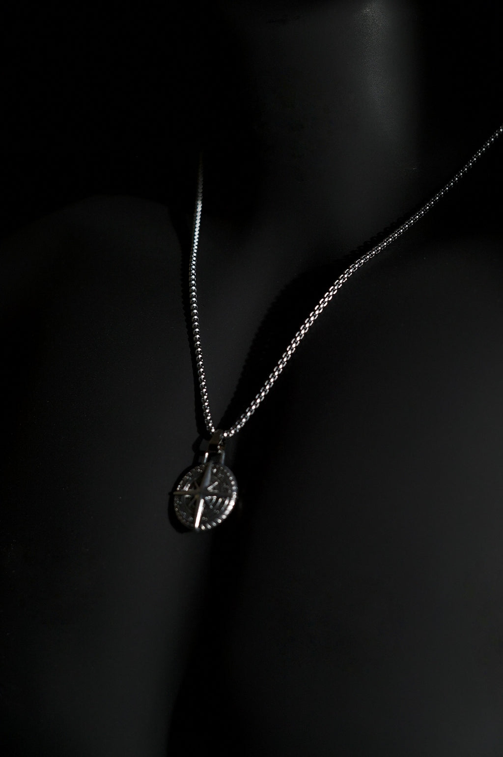 Necklace | Compass Pendant | Men & Women | Anti-tarnish Stainless Steel | Silver Finish | Gothic Adventure Style | Statement Jewellery