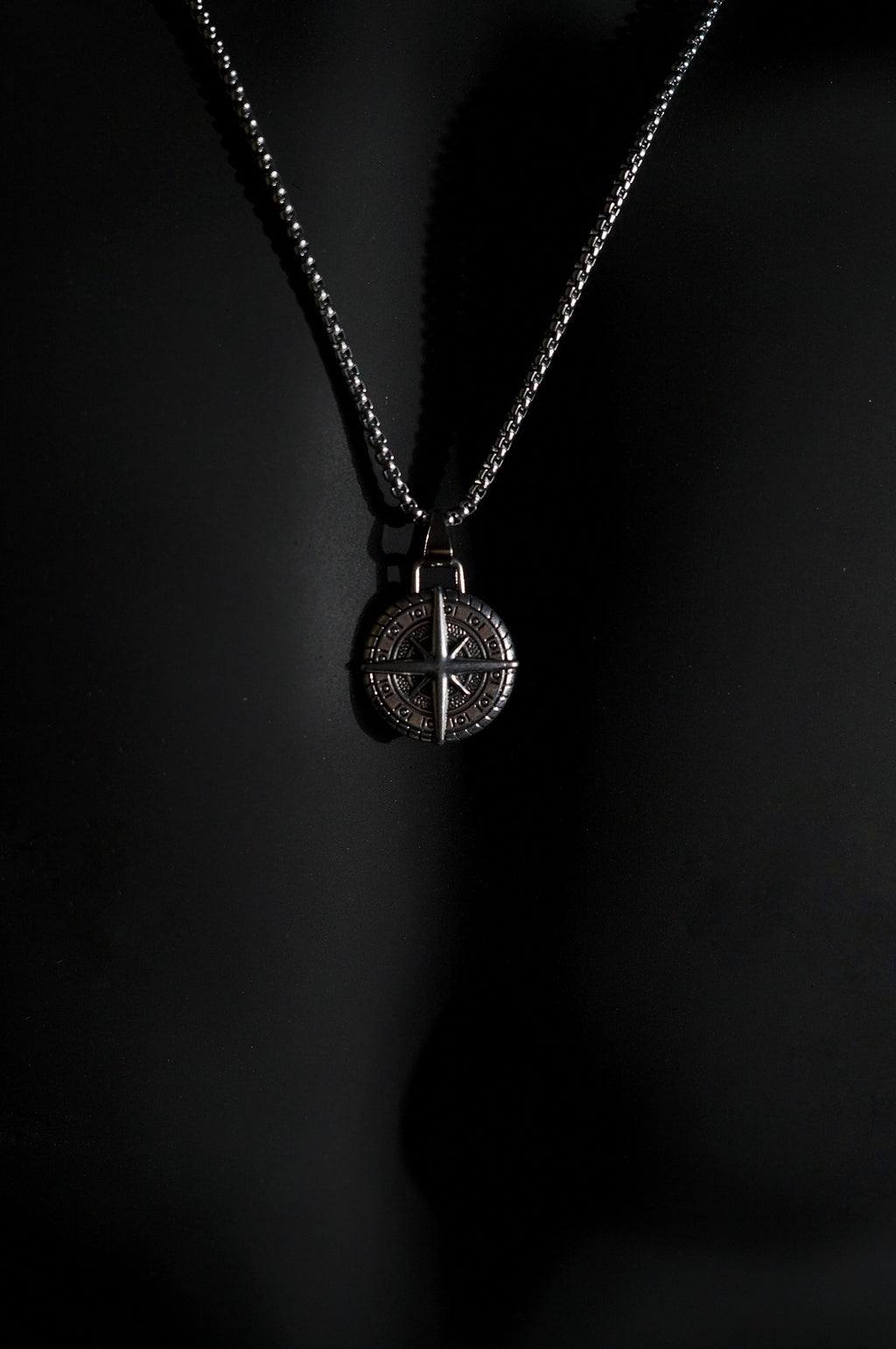 Necklace | Compass Pendant | Men & Women | Anti-tarnish Stainless Steel | Silver Finish | Gothic Adventure Style | Statement Jewellery