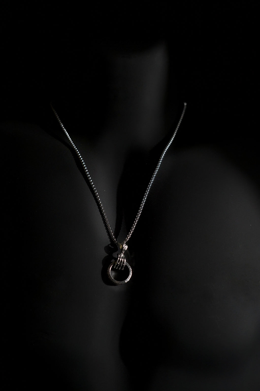 Necklace | Claw Holding Ring Pendant | Men & Women | Anti-tarnish Stainless Steel | Silver Finish | Gothic Punk Style | Statement Jewellery