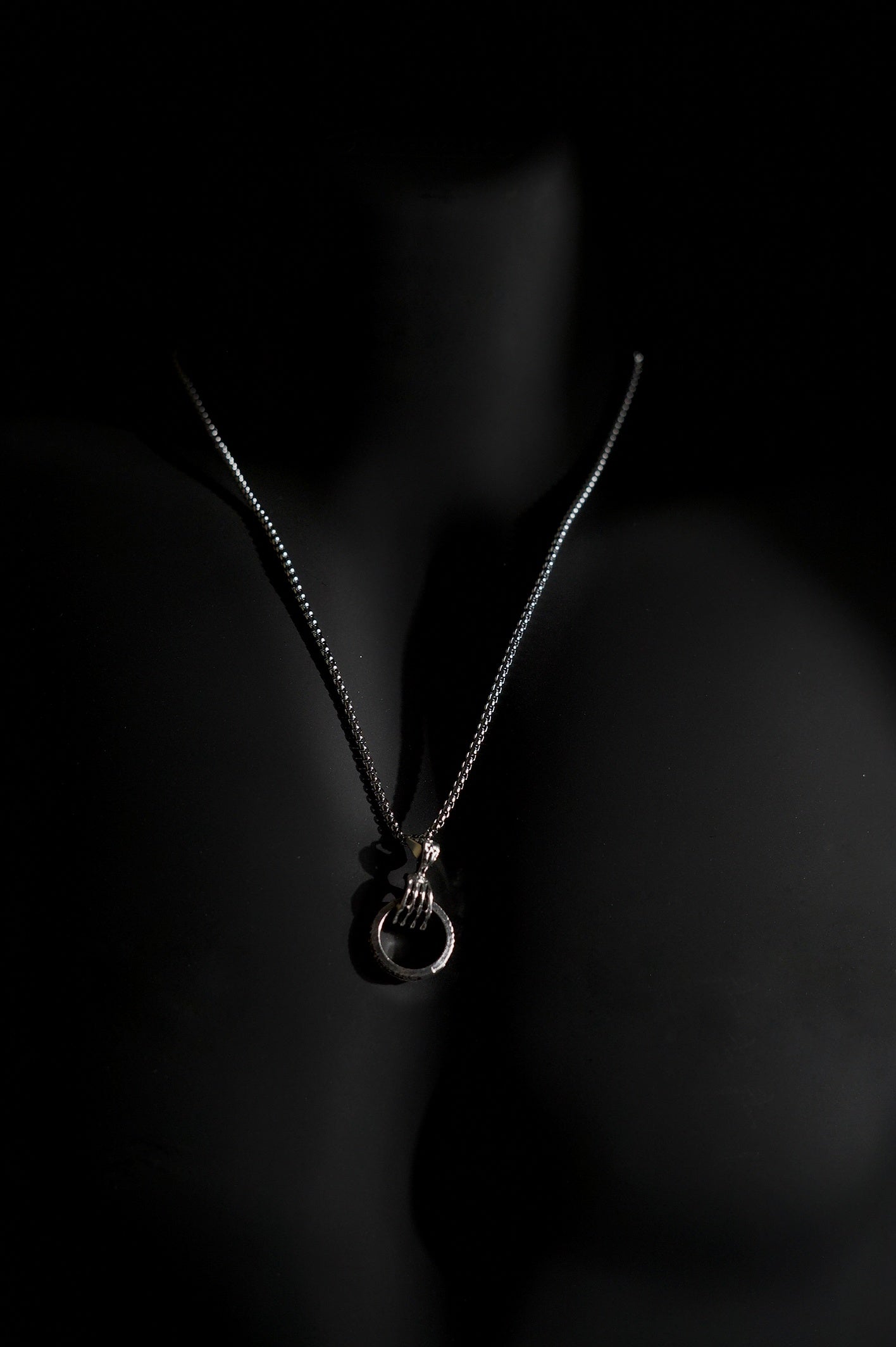 Necklace | Claw Holding Ring Pendant | Men & Women | Anti-tarnish Stainless Steel | Silver Finish | Gothic Punk Style | Statement Jewellery