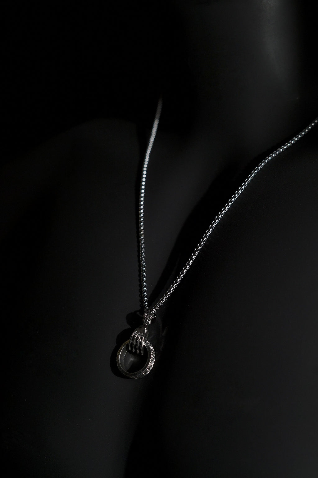 Necklace | Claw Holding Ring Pendant | Men & Women | Anti-tarnish Stainless Steel | Silver Finish | Gothic Punk Style | Statement Jewellery